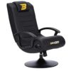 BraZen Stag 2.1 Bluetooth Ergonomic Video Pedestal Rocker Surround Sound Gaming Chairs for Kids with Speaker Subwoofer and Pedestal base - Blue