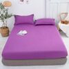 Breathable Lux Bed Sets Solid Color Brushed Mattress Topper, Bedroom Hotel Homestay Aloe Cotton Single Double Bed Sheet Grey 180x200cm