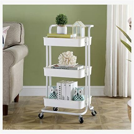 ZCMEB Mobile Kitchen Shelf Trolley Household Storage Shelf with Wheeled Trolley (Color : Wit, Size : 87 * 42 * 35cm)