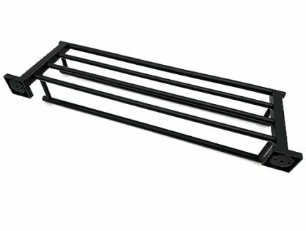 GLYP Bathroom Towel Rack with Double Towel Bar 26-Inch Hotel Towel Shelf SUS304 Stainless Steel Modern Wall Mounted Holder, Matte Black