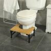 Bamboo Toilet Stool Iron 7''&9'' Adjustable Heights Foldable Iron Toilet Assistance Poop Steps with Non-Slip Layer for Adults Children Pregnant W