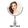 WIZCHARK 8” Lighted Makeup Mirror, 1X 10X Magnifying Mirror with Light, Double Sided Vanity Mirror with Lights, 3 Color LED Dimmable 2000mAh Rech