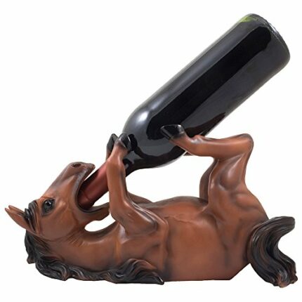 Drinking Chestnut Stallion Wine and Oil Bottle Holder Statue in Decorative Tabletop Wine Racks & Display Stands for Country Farm Kitchen Table Ce