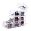 Attelite Clear Shoe Box,Set of 8,Stackable Plastic Shoe Box with Clear Door, As Shoe Storage Box and Drop Front Shoe Box,For Display Sneakers,Eas