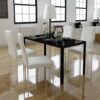 DINGZZ Kitchen Tables and Chairs Set Dining Room Table Set for 4 Set Black and White