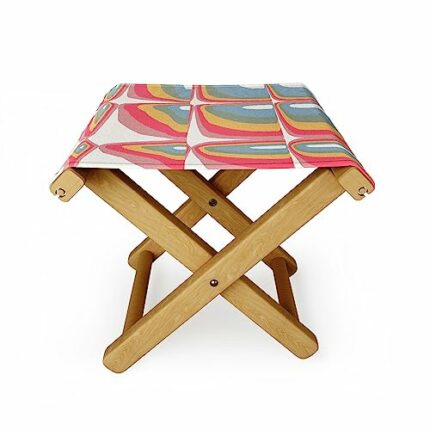Deny Designs Folding Stool, Emanuela Carratoni Whimsical Rainbow