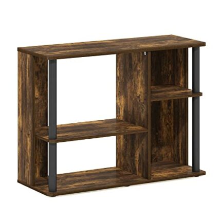 Furinno Stand with Plastic Poles for TV up to 40-Inch, Engineered Wood, Amber Pine/Black