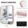 AOAOPQ 17x26 inch Rose Gold Aluminium Steel Metal Framed Bathroom Mirror for Wall Mounted Rounded Rectangular Bathroom Vanity Mirror
