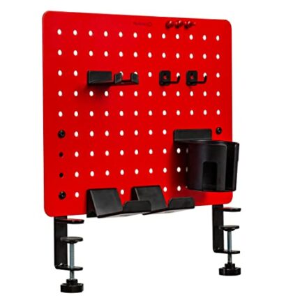 Clamp-On Table & Desk Organiser Storage Pegboard - Easy-to-Install Steel Peg Board Helps You Declutter Your Workspace or Gaming Room - Includes C