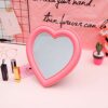 Vosarea Makeup Mirror Heart Shape Wall Desktop Mirror Cosmetic Vanity Mirror for Women Ladies Friends Gift (Pink)