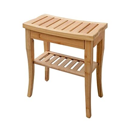 JJZXD Household Bathroom Stool Solid Wood Waterproof Shoe Changing Stool Storage Stool Anti-corrosion Storage Shelf Bath Tray