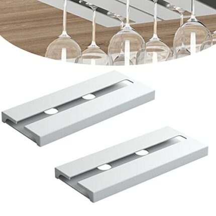 Giorno di casa Hanging Wine Glass Rack, 2 PACK Wall Mounted Under Cabinet Shelf Holder Wine Cup Display Stand for Bars Kitchen(White)