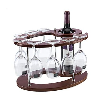 EYLINK Wine Racks, Original Wooden Wine Rack, Creative European Grape Solid Wood Wine Rack Wine Glass Rack Upside Down Wine Cabinet Decoration