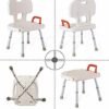 Bath Stools,Shower Stool Bath Chair Bathroom Seat with Armrests with Backrest Adjustable Height Portable Lightweight Aluminum Non-Slip Housing Be