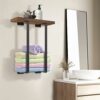 Bathroom Towel Rack with Wooden Shelf,Wall Mounted Metal Towel Holder Towel Storage Rack for Folding Large/Small Towels,Towel Racks for Bathroom,