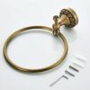 Antique Brass Towel Ring, Hand Towel Holder for Bathroom Wall Mount Retro Round Towel Rail Rack