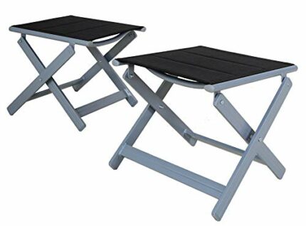 Chicreat 80505 Upholstered Footstools, Set of 2, Black/Silver, Aluminium, 69 x 57 x 113 cm