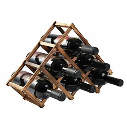 EYLINK Wine Racks,Modern Honeycomb Wine Collection Rack Home Cabinet Vertical Solid Wood/Smoked Black