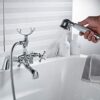 Victorian Bath Taps with Shower,Luckyhome Traditional 1/4 Turn Dual Lever Bathroom Tub Tap Mixer,Chrome