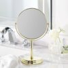 Amazon Basics Round Dressing Table Mirror, Tabletop Mount - 1X/5X Magnification, 7.2x4.92x11.81 Inch, Gold