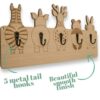 Children's Wardrobe - Handmade - 5 Metal Hooks - 40x21 cm - Coat Rack with Animals - Hanging Coat Rack - Wood - Wall Coat Rack - with Holders