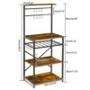 YMYNY Kitchen Baker's Rack, Microwave Oven Stand with Storage Shelves, Industrial Coffee Bar Station, with Adjustable Wine Holders and S-Hooks, M