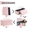 BRIAN & DANY Ottoman Storage Box with 4 Wood Legs, Velvet Foot Stool, Footstools for Living Room, Pink, 76 x 38 x 38 cm