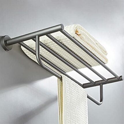 HIGOH Towel Racks,Bathroom Towel Rack Wall Mounted Towel Holder,Bathroom Wall-Mounted Simple round Chassis Towel Rack,Bathroom Hardware Brass Mat