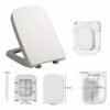 Toilet Seat Soft Close,Square Shaped Toilet Seats Soft Close White Quick Release RectangularToilet Seat Anti-Bacterial Easy Clean Top Fixing Stai