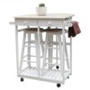 BHVXW Dining Room Kitchen Foldable Wooden Handle Semicircle Dining Cart With Round Stool White