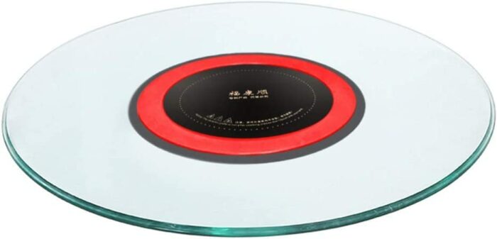 KEppd Transparent Lazy Turntable Lazy Susan, Induction Cooker Electric Turntable With 2.5m Detachable Power Cord, Tempered Glass Turntable Hollow