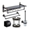 VERDDE Black and Gold Carved Bathroom Accessories Set Aluminum Bath Hardware Sets Towel Rack,Paper Holder Toilet Brush Holder Towel Bar