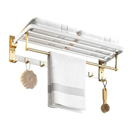 HIGOH Towel Racks, Bathroom Towel Rack Wall Mounted Towel Holder,Bathroom Towel Rack Holder,Shower Organizer Hanger,Wall Fold Hook Bath Aluminum
