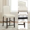 DINGZZ Set Of 2 Fabric Barstools Nail Head Trim Counter Height Dining Side Chairs
