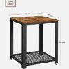 VASAGLE Side Table, End Table, Coffee Table with Mesh Shelf, Steel Frame, Easy Assembly, Industrial, in Living Room, Bedroom, Rustic Brown and Bl
