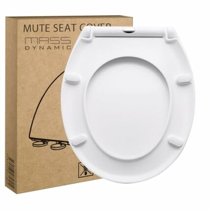 Mass Dynamic White Toilet Seat with Soft Close Toilet Seat, One Button Quick Release for Easy Cleaning, Easy Top Fix Standard O Shape Toilet Seat