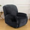 Topchances Recliner Chair Cover 1 Seater - Super Soft Velvet Stretch Recliner Chair Covers Sofa Chair Slipcover with Side Pocket for Single Seat