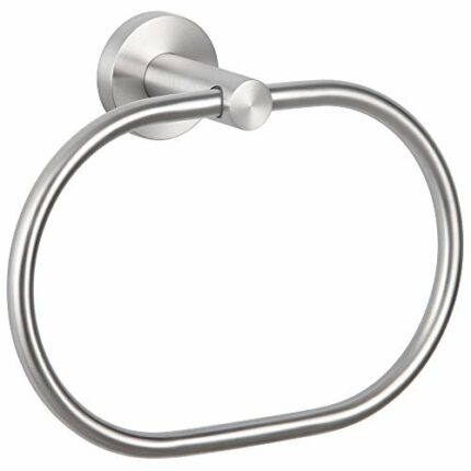Towel Ring Brushed Nickel, Angle Simple SUS304 Stainless Steel Hand Towel Rack, Unique Oval Shaped Towel Holder, Modern Bathroom Towel Hanger