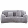 Thick Sofa Covers 1/2/3/4 Seater Pure Color Sofa Protector Velvet Easy Fit Elastic Fabric Stretch Couch Slipcover size 2 Seater:145-185cm (Light