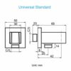 Wall Supply Elbow with Hand Shower Holder, Keymark Brass Square 1/2″Shower Hose Connector, Wall Mount Drop Ell Union Water Outlet, Chrome