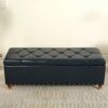Button-Tufted Leather Storage Bench,Space-Saving Entryway Bench For Living Room Bedroom End Of Bed,Rectangle Upholstered,Light Brown,60X40X45Cm