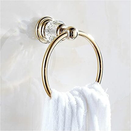 RAKUTE Bathrooms Shelves Towel Ring, Angle Simple Stainless Steel Bathroom Hand Towel Rack, Wall Mounted Face Towel Holder Golden,Silver Bathroom