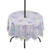xigua Mandala Round Tablecloth with Umbrella Hole and Zipper Outdoor Tablecloth Spill-Proof Polyester Table Cover for Kitchen Patio Garden Party