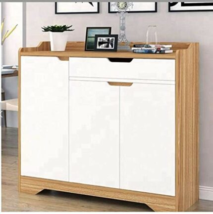 Shoe Cabinet Shelves Hallway Storage Footwear Rack Cupboard Stand With 1 Drawer HYGRAD® (Natural, Large)