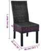 vidaXL 6x Dining Chair Kubu Rattan and Mango Wood Black Kitchen Furniture Seat