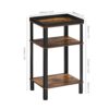 YEAKOO Side End Table, 3-Tier Nightstand Coffee Table,Rectangle Storage Side Table with Fall-arrest Tray, Office Living Room Bedroom Small narrow