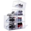Attelite Drop Front Shoe Box,Set of 6,Stackable Plastic Shoe Box with Clear Door, As Shoe Storage Box and Clear Shoe Box,For Display Sneakers,Eas