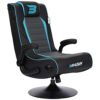 BraZen Serpent 2.1 Bluetooth Surround Sound Gaming Chair Foldable Pu Leather Seat with Pedestal Base - Pink