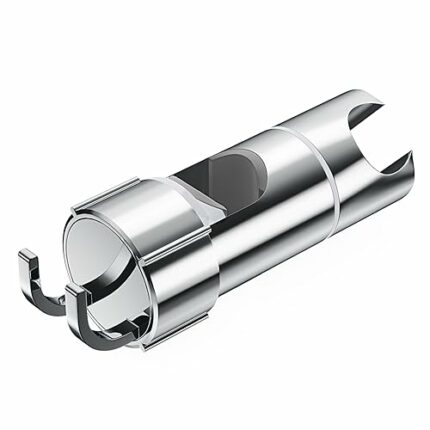 Alyvisun Adjustable Shower Head Holder with 2 Hooks, Universal Shower Holder Bracket for 18-25mm Slide Rod, Chrome Plated Shower Slider Rail Clam