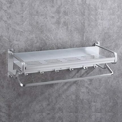 Towel Rack Bathroom Towel Rail Wall-Mounted,Advanced Modern Fashion,Durable Double-Layer Space Aluminum Rack(Color:Silver)